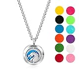 Wild Essentials Fire Dragon Essential Oil Diffuser Necklace, Stainless Steel Locket Pendant with 24 inch Chain, 12 Color Refill Pads, Customizable Color Changing Perfume Jewelry for Aromatherapy