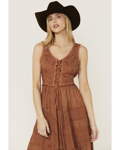 Image of Scully Ash Grey Full Length Lace-Up Front Womens Sleeveless Dress HC118