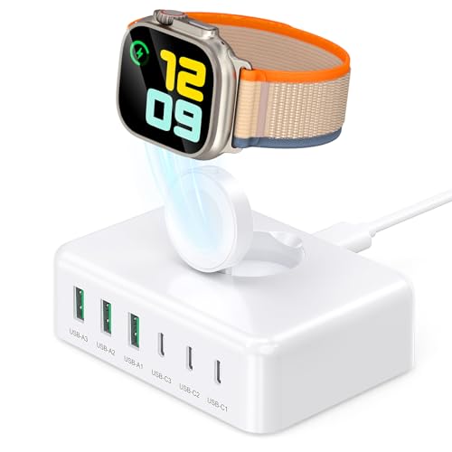Image of 125W Fast Charger Station,For Apple Watch 7-in-1 USB C Wall Charging Station Wireless Multiport Desk Charger Type C Block Hub Power Adapter Power for iPhone 16 /15 /14 /13 /12 Pro /Plus,iPad,AirPods,S25 /24