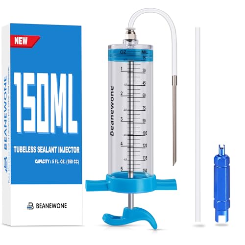 Beanewone Tubeless Sealant Injector 150ml Tire Sealant Injector for Stans Tubeless Sealant and Other NoTubes Tubeless Tire Sealant and a Valve Core Remover Tool is Included Gratuitously