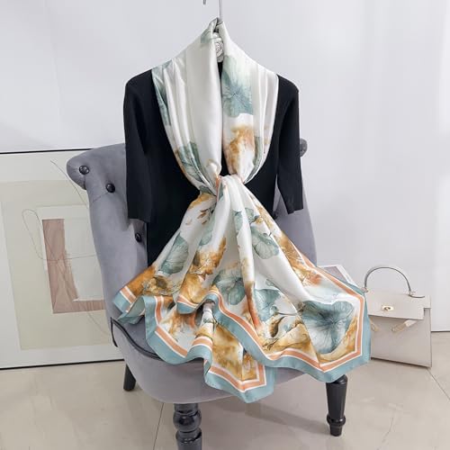 Image of MALINA Women's Polyester Silk Satin Stole Scarf - Soft Lightweight Fashion Wrap, Elegant Floral & Gradient Design, summer stole,Scarf For Women,Premium Stole,Large Size 180x90 cm'