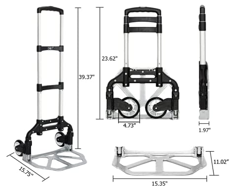 Carretilla plegable de mano con ruedas de goma y capacidad 75 kg miniatura 7