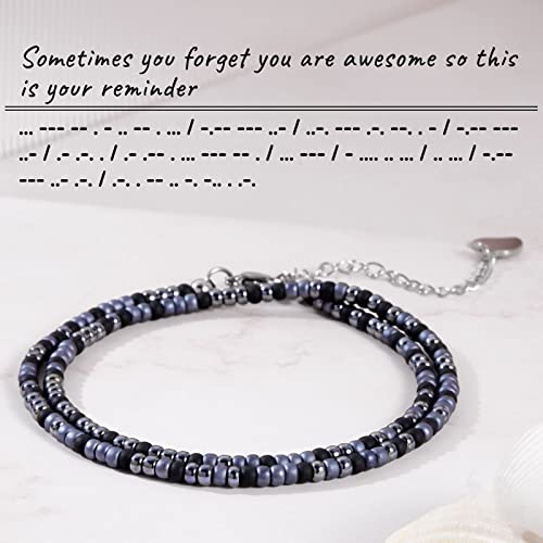 Image of Btysun Inspirational Morse Code Bracelets for Women Men Teen Girl Gifts Best Friend Birthday Gifts for Him Her Adjustable Layered Secret Message Sister Bff Girfriend Sister Christmas Jewelry