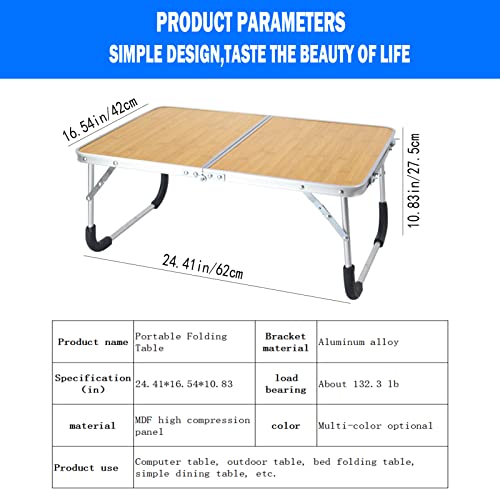 Utdfbwq Portable Folding Table, Outdoor Folding Table, Folding Beach Table, Laptop Table, Suitable For Outdoor Travel, Camping, Beach, Barbecue, Picnic, Party, Patio, Etc. (Bamboo Color) #TOP1