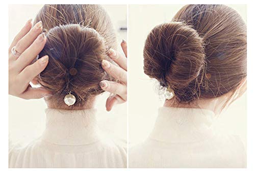 3 peças para fazer coques de cabelo mágicos com esponja de espuma preta com pingente de pérola, coqu