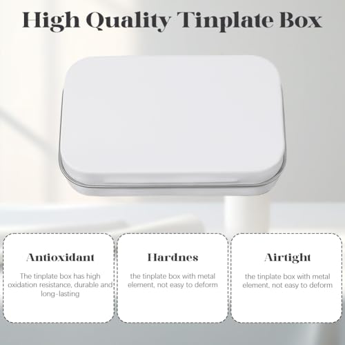 Image of 4 Pack 4 x 2.5 x 0.9In Tin Boxes Metal Hinged Container Lid White Iron Empty Rectangular Small Mini Storage Portable Organizer Containers for Tea Drawing Pin Candies Jewelry Crafts Supplies