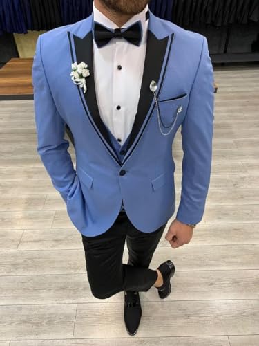Mens Suit Slim Fit 3 Piece Suit One Button Tuxedo Business Wedding Prom Suits Party Blazer Vest Pants Set2