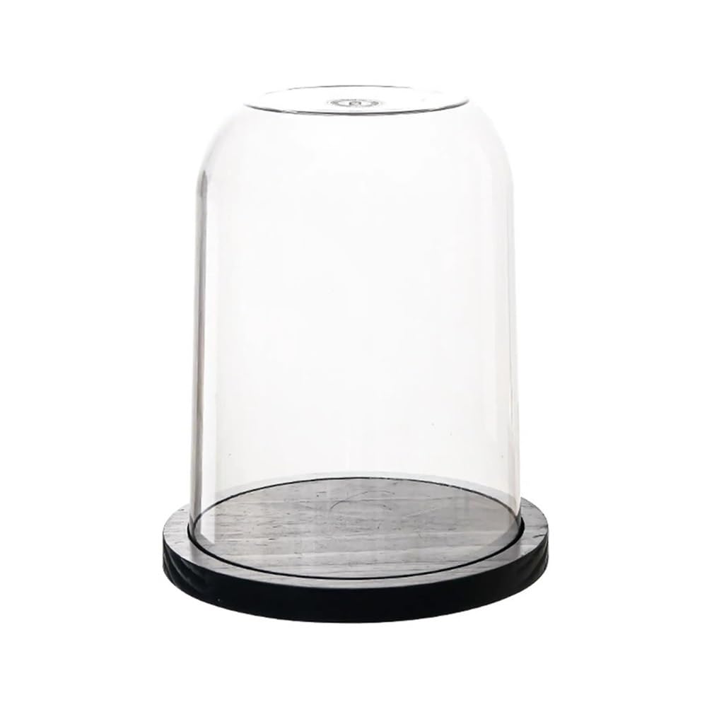 Display Bell Jar Clear Cloche Dome Display Empty Stand, Diameter 23/26cm Keepsakes Showcase Bell Jar Cover 1 piece(23cmx28.4cm)