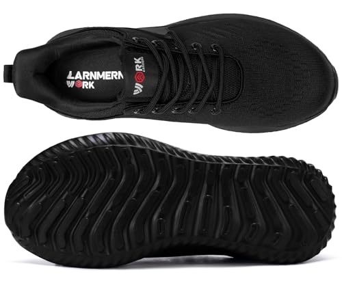 Image of LARNMERN Slip On Steel Toe Work Shoes Men's Slip Resistant Safety Sneaker Lightweight Comfortable Shoe