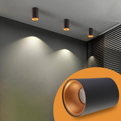 Image of GIGAWATTS 12W LED Ceiling Light BIS Approved Cylindrical COB Surface Mounted Aluminium Down Bright Spotlight Wall Lamp Fixture for Bedroom Livingroom Hall (Warm White, Pack of 1)