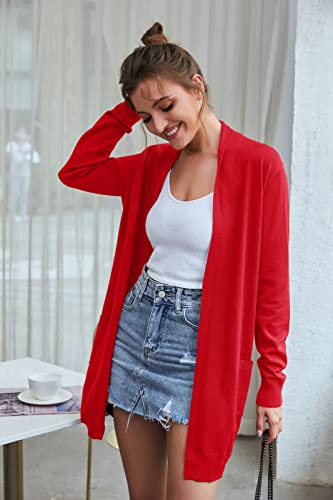Image of GRACE KARIN Long Cardigan for Women Lightweight Open Front with Pockets | Oversized Cardigan Sweaters for Women, Soft Knit, Casual Fall Clothes, Layering Piece for Fall, Winter & Office Wear