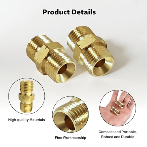Lyivisk 2 Stück Gasschlauch Gas Adapter Gasschlauch Verbinder 1/4’’ AG Kupplung Schlauch Messing Doppelnippel Gas Schnellkupplung für Klimaanlagen Solaranlagen Sanitär