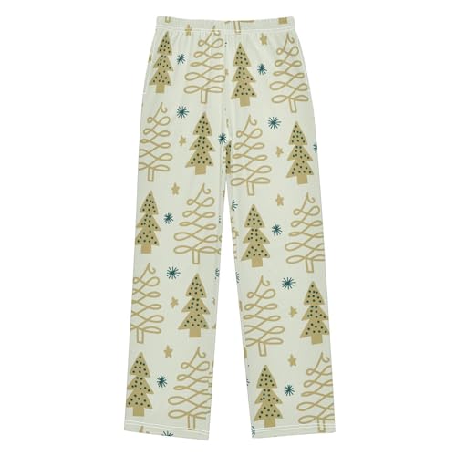 Boys' Pants Christmas Tree Doodle Winter Green Long Bottoms Jogger Pants Elastic Waist Trousers with Pockets S-XL
