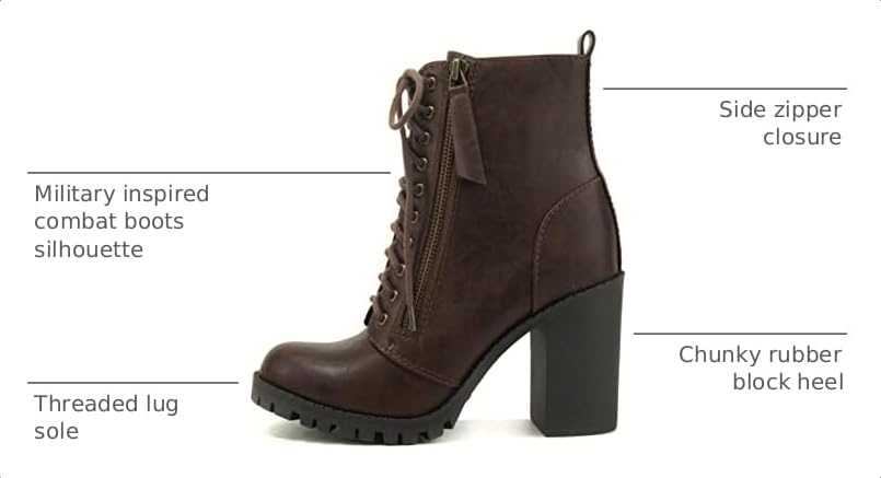 Image of Soda Women's Malia Faux Lace Up Chunky Lug Sole Combat Boot