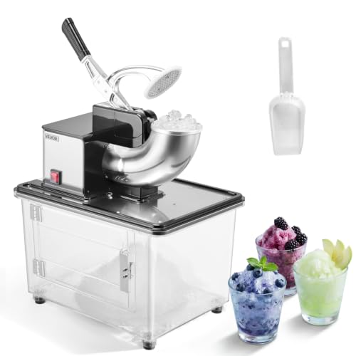 Image of VEVOR Commercial Ice Crusher 661LBS /H, 350W Electric Snow Cone Machine with 4 Blades, 2000RPM Stainless Steel Shaved Ice Machine with 11 Gal Crushed-Ice Box, for Family Restaurants Bars, Black