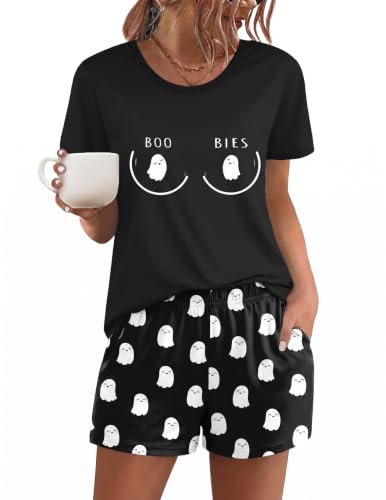Image of Ekouaer Women's Pajama Sets 2 Piece Short Sleeve Tops and Soft Shorts Pjs