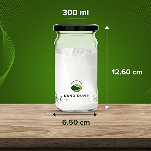 Image of SAND DUNE Storage Glass Jar Set, Transparent | BPA Free | Storage Jar Containers /Barni for Kitchen for Aachar Pickle, Dry Fruits and Spices (300 ml, Pack of 3)