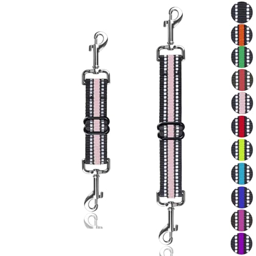 Dog Safety Clip,Harness to Collar Safety Clip,Safety Clip for Prong Collar,Adjustable Reflective Nylon Puppy Collar Backup Collar Pet Collar Harness Connector Backup Clasp for Dog (Pink)