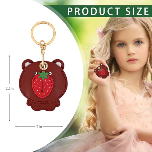 Image of Leather Keychain Case Holder Compatible with Apple AirTag, GPS Airtag Keychain Finder Tracker with Key Ring, Anti-Scratch Protective Air Tag Cover | Leather