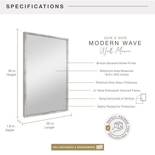 Image of MCS Micro Rope Front Loaded Wall Mirror, (20x30, Brushed Nickel)