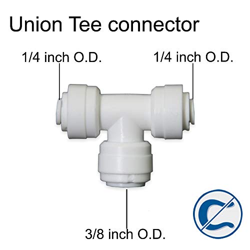 PureSec 1/4-inch to 3/8 inch Union Tee Connector Push to Connect Plastic Quick Fitting for water purification&RO System (5, 1/4" Tube O.D.X3/8" Tube O.D.X1/4" Tube O.D.) - Thumbnail 2