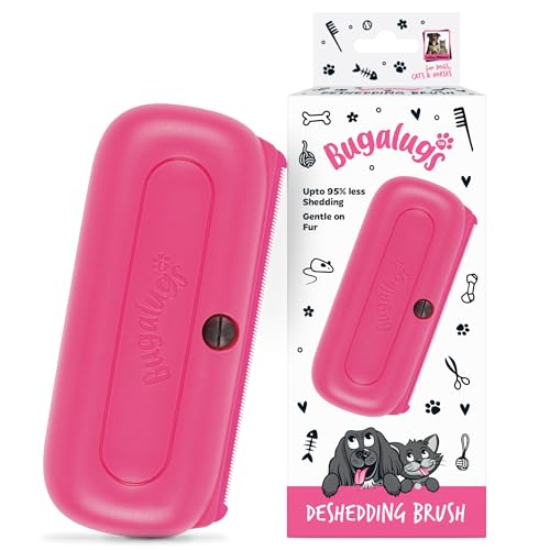 Bugalugs Deshedding Brush for Dogs, Cats, Horses - Pet Grooming Tool that is Gentle & Effective With Wide Shallow Comb, Smooth Groomer for Dog, Cat and Horse