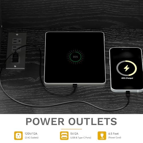 DWVO 71''H Kitchen Pantry Cabinet with Drawer, Doors, Goblet Holder, Wine Rack for Storage, Pantry Cabinet with Power Outlet for Kitchen & Living Room (Black Oak)