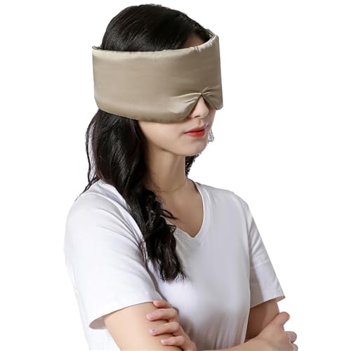 AHIOJEGX Antifaz para Dormir Seda Mascarilla for Dormir de Seda Morera, Parche for el Ojo Que bloquea la luz, Antifaz, Suave y Acolchado, Ayuda for Dormir for Viaje, Parche for Dormir(Apricot)