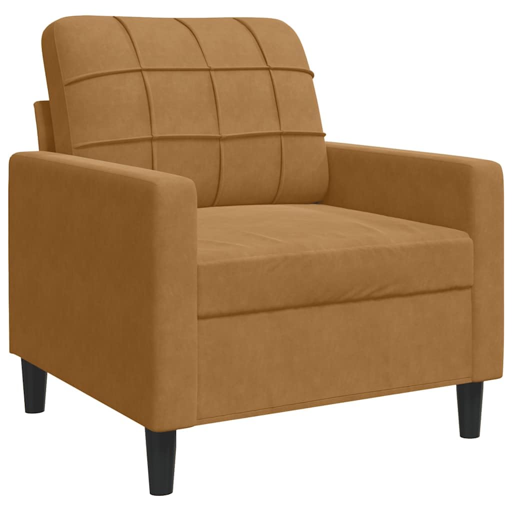 Juego de 4 sofás de terciopelo marrón, acolchado suave, con sillón, sofá de 2 plazas, sofá de 3 plazas y reposapiés, estructura de metal resistente, para salón, oficina, recepción, etc