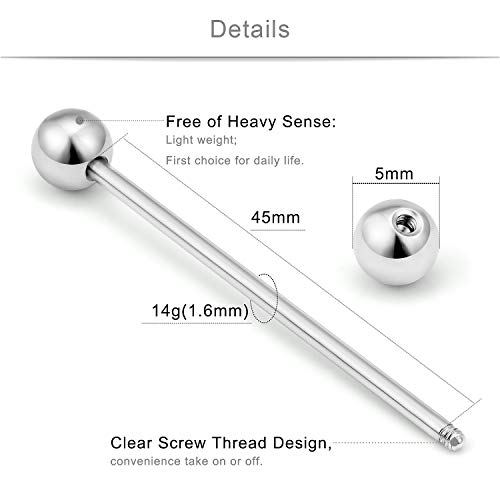 SCERRING 6PCS 14G Industrial Barbell Cartilage Earring Body Piercing Jewelry 28mm 32mm 35mm 38mm 40mm2