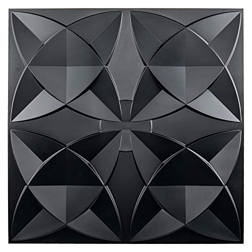Art3D Decorative Ceiling Tile 2X2 Glue Up, Suspended Ceiling Tile Pack Of 12Pcs Black Floral #TOP15