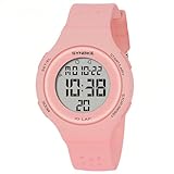 Gosasa Women's Men Youth Square Full Transparent Digital Watch Chronograph Countdown Dual Time Waterproof Watch (Red)