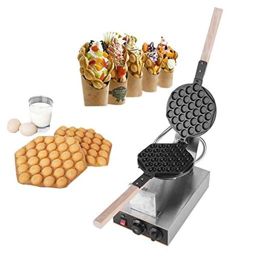 Simlug Egg Waffle Maker, Electric Stainless Steel Non Stick Hong Kong Style Bubble Egg Waffle Cake Oven Puff Bread Maker Bake Machine