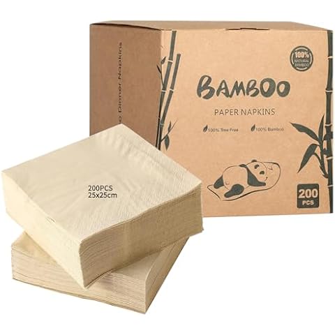 MORGIANA 200 PCS Eco-Friendly Bamboo Napkins Cover