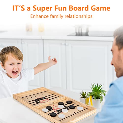 Large Sling Puck Game, Foosball Winner Board Game, Wooden Hockey Table Game, Fast Paced Slingshot Game Board, Rapid Sling Table Battle Speed String Puck Game For Kids Adults & Family Party, Large Size #TOP6