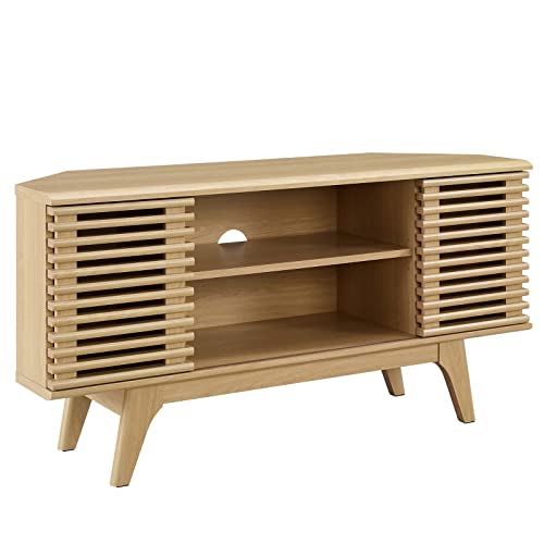 Modway Render Mid-Century Modern Low Profile 46" Corner Media Tv Stand In Oak #TOP1