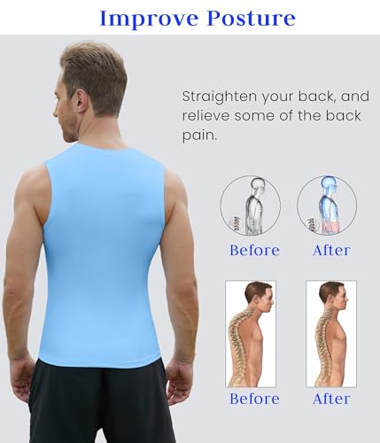 Image of Compression Shirt Men Slimming Body Shaper Vest Crewneck Workout Tank Top | Tummy Control Undershirts, Gynecomastia Compression Shirts, Back Support, Sleeveless Muscle Shirts, Shaping Tank Top