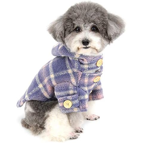 ZUNEA Kleine Hunde Kapuzenpullis Wintermäntel Plaid Warm Winterjacken Europäische Wolle Welpen Kleidung Weich Winddicht Hunde Mäntel Haustier Chihuahua Yorkshire Bekleidung Lila XXL Cover