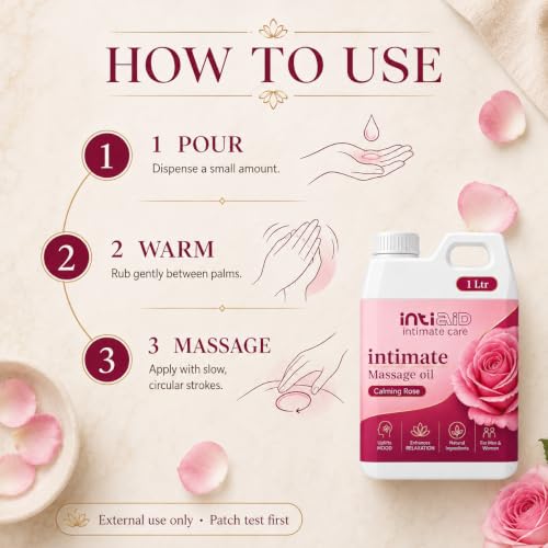 Image of Rose Intimate Massage Oil. Luxuriously Scented Self-Care Oil for Personal Moments. Sensual Touch for ultimate Pleasure & Relaxation - 1Ltr