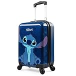 Disney Stitch Suitcase Hard Shell 49 x 33 x 22 30L Capacity 4 Spinner Wheels Extendable Handle Holiday Travel Essentials (Navy, S (L49cm x W33cm - 30L)