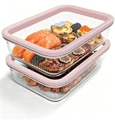 BOROHOUSE 2-Pack 74oz(9.3 Cup) Baking &amp; Meal Prep Containers, Borosilicate Glass with Tempered Li...