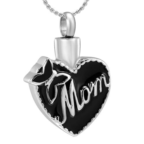 ADENLA Joyería de cremación para Cenizas relicario de Acero Inoxidable de mamá urna Conmemorativa Collar Colgante para Humanos - Plata