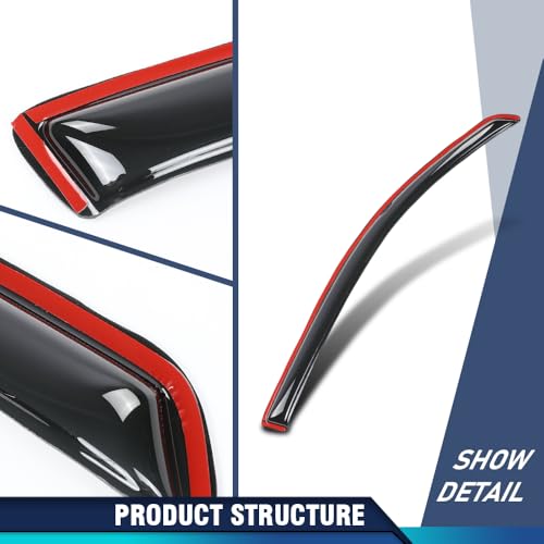 Image of PIT66 in-Channel Ventvisor Window Deflectors and Sun Visors 4pcs Compatible with Honda Ridgeline 2017 2018 2019 2020 2021 2022 2023 2024 2025 in-Channel Rain Guards Smoke