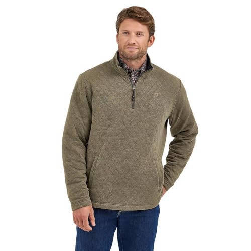 Wrangler Men's George Strait Olive 1/4 Zip Pullover