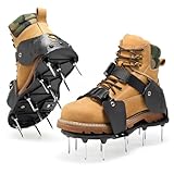 NINGO Pre-Assembled Lawn Aerator Shoes for Yard Grass, Aerator Lawn Tool with Heavy Duty Spikes for Effectively Aerating Lawn Soil, Air Aerator Tool with Adjustable Dual-Buckle for Men's Sizes 6-14