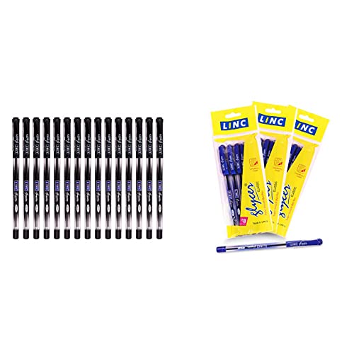 Image of Linc Glycer (0.6 mm) Ball Pen, Black, (15pcs) Glycer (0.7 mm) Ball Pen, Blue, 15 pcs