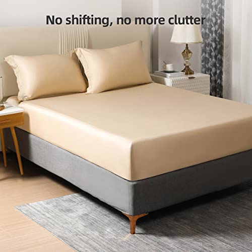 100% Cooling Bamboo King Size Fitted Sheet - Bottom Sheet - Deep Pocket - Soft Breathable -Shrinkage And Fade Resistant -1 Fitted Sheet Only (King, Champagne) #TOP4
