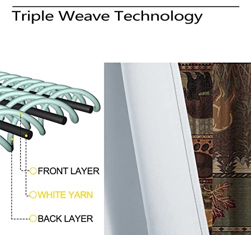 Bibozhao Country Blackout Curtains,Country Style Rustic Cabin Wildlife Rod Pocket Drapes Thermal Insulated Window Curtain Darkening For Bedroom Living Room Home Decor W42 X L63 Inch #TOP1