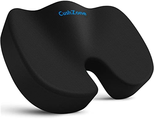 CushZone Seat Cushion Office Chair Cushions, Car Seat Cushion, Memory Foam Coccyx Cushion for Tailbone Pain Office Chair Car Seat Cushion, Sciatica, Coccyx, Lower Back Pain Relief (Black)