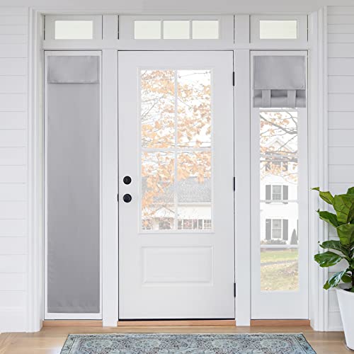 RYB HOME Room Darkening Sidelight Door Window Curtains, Privacy Curtains Thermal Insulate Covering for Patio/Glass/Front Door, 12 inch x 69 inches, Sliver Grey, 1 Panel